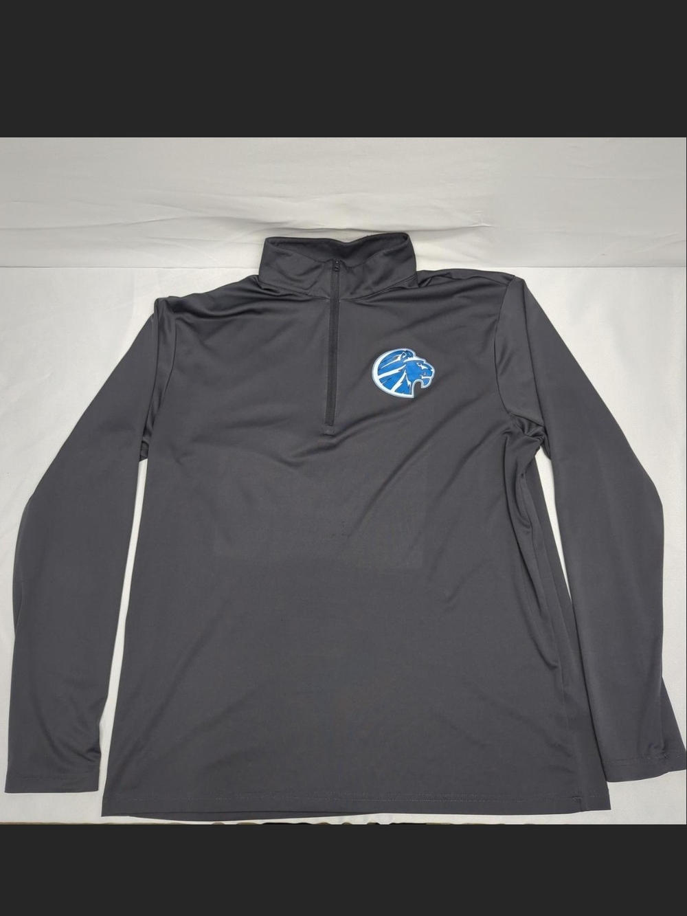 Sport-Tek Men's Charcoal Gray Half-Zip Rash Guard with Blue Lion Patch